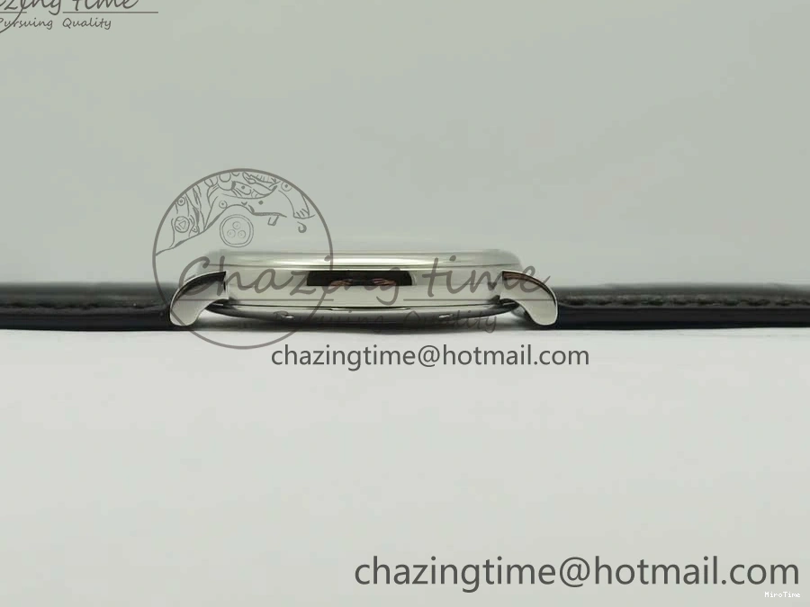 MIROTIME 0309 Portofino Automatic SS FKF 1:1 Best Edition White Dial RG Markers on Black Leather Strap A Stretchable 7141